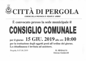 Manifesto Consiglio Comunale 15 Giugno 2019